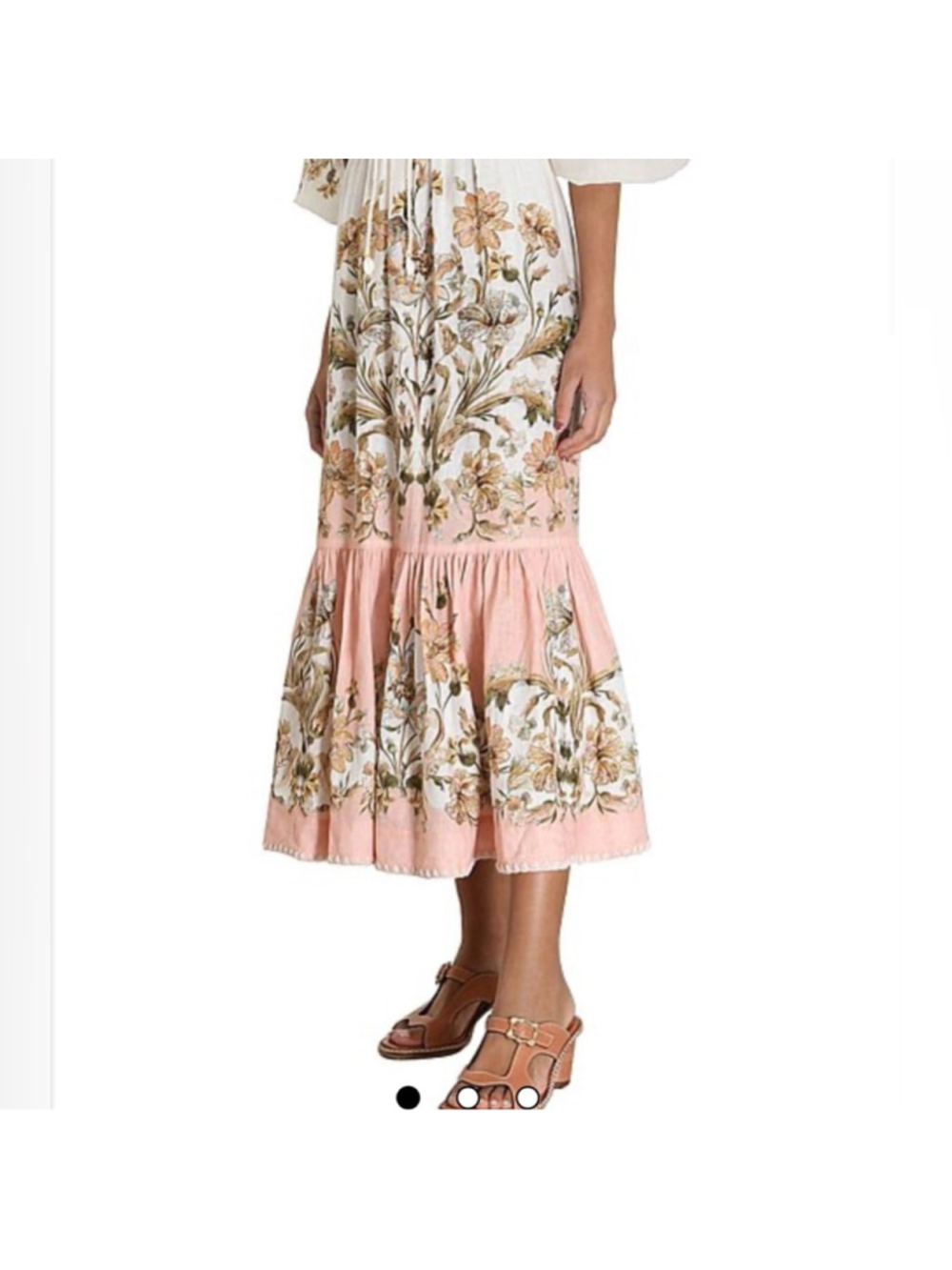 House of Harlow Floral Midi Skirt Small Cottagecore Boho Romantic Linen Blend